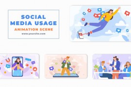 Social Media Usage 2d Character Animation Scene 46437676