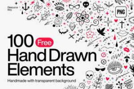 Free Download:100 Hand Drawn Elements