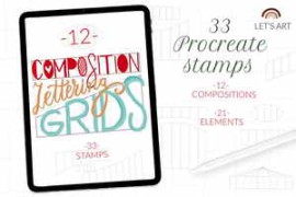 Free Download:Lettering grid procreate stamps