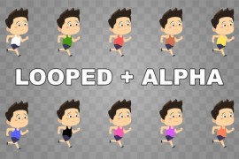 Set of Colorful animated cartoon Characters running looped in 4k 51843792