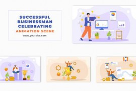 Victory Celebration Businessman Cartoon Avatar Animation Scene 49456886