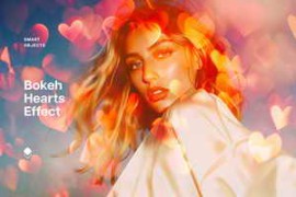 Free Download:Bokeh Hearts Overlay Photo Effect for Photoshop