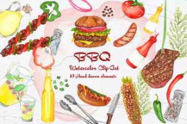 Free Download:BBQ Watercolor Clip Art