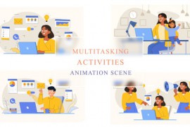 Multi Tasking Hard Work Animation Scene 43066609