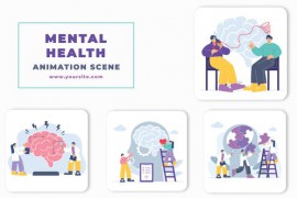 Mental Health Flat Character Animation Scene 46417494