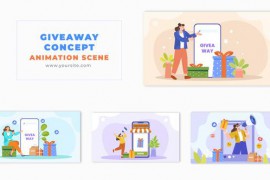 Giveaway Gift Concept Cartoon Character Vector Animation Scene 49457029