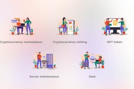 Cryptocurrency mining - Flat concept 42005608