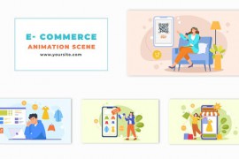 Online Shopping Process in Flat Character Animation Scene 47865543