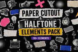 Free Download:Paper Cutout & Halftone Elements Pack 64512768
