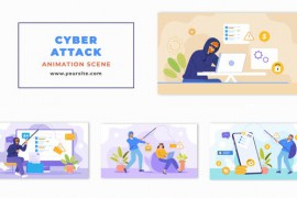 Flat Character in Cyber Attack Animation Scene 47865324