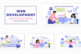 Flat Character Web Development Animation Scene 46438841