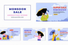 Monsoon Sale Offer Flat Character Animation Scene 47276130