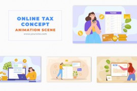 Flat Design Online Tax Payment Process Animation Scene 49457795