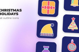 Christmas Holidays - Flat Outline Icons 45844217
