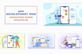 Flat 2D Character Web App Development Animation Scene 48570055