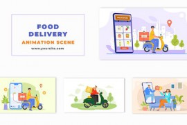 Flat 2D Vector Food Delivery Character Animation Scene 48570935