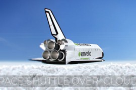 Space Shuttle over Clouds 20968325