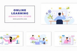 Online Learning Students Flat Character Animation Scene 47355141