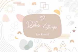 Free Download:Procreate 32 Boho Stamps Brush 11759598