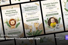 Social Media Reels - Baby Shower Invitation Paper Style After Effects Template 52452263