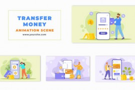 Flat Character Design Online Money Transfer Animation Scene 48569481