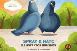 Free Download:Spray & Hatch Illustrator Brushes