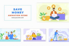 Animated Money Saving Scene with Flat Characters 47865164