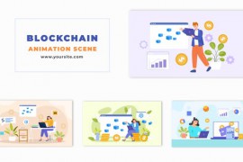 Blockchain Technology Flat Cartoon Animation Scene 48570780