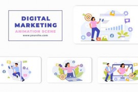 Digital Marketing Flat Character Animation Scene 47349367