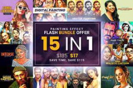 Creativemarket BUNDLE! 15 in 1 Oil Painting Effect 6631435