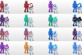 Retro Cartoon Robot Shoping Logo Reveal Bundle 46188616