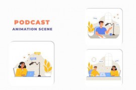 Podcast Cartoon Animation Scene 43784879