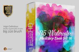 Free Download:Creativemarket – 35 Hi-Res Water color PS Brush Set 6