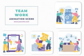 Animated Flat Character Teamwork Scene 46417424