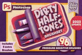 Creativemarket – Dirty Halftones Photoshop Brush Set