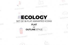 Ecology - Set of 16 Animated Icons Flat or Outline style 52707001