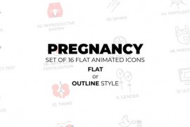 Mother's day - Pregnancy - Set of 16 Animated Icons Flat or Outline style 45122829