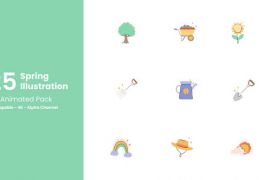 Spring Illustration Animated Pack with Loopable, 4K Resolution, and Alpha Channel 50803739