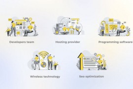 Developers Team - Yellow Gray Flat Illustration 44638096
