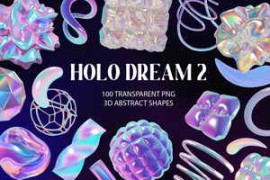 CreativeMarket – Holo Iridescence 3D Shapes graphics – 7341901
