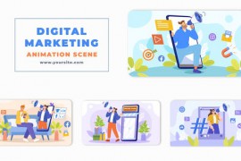 Digital Marketing Flat Character Animation Scene 46437895