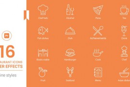 Restaurant Line Icons Pack - MOGRT 44732677