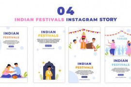Indian Traditional Festivals Flat Character Instagram Story 47440477