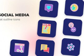 Social Media - Flat Outline Icons 45848093