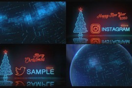 Happy New Year and Merry Christmas Digital Neon Logo Reveal | 2 mode 22933077