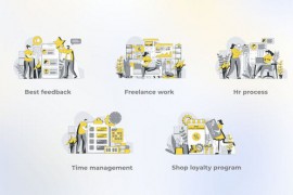 Freelance Work - Yellow Gray Flat Illustration 44638104