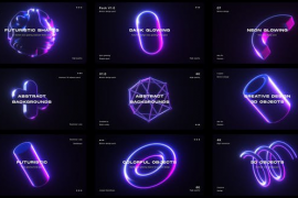 Gradient Neon Glowing Abstract Objects Backdrops Motion Design Pack 51676173