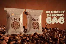Free Download:3D Mockup Almond Bag 61831347