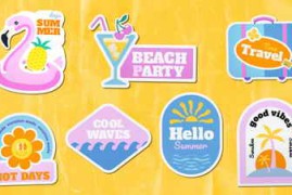 Free Download:Folded Summer Holiday Travel Stickers Pack 63183404