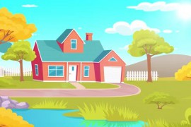 Colorful Country House With Garden Looped background 44393764